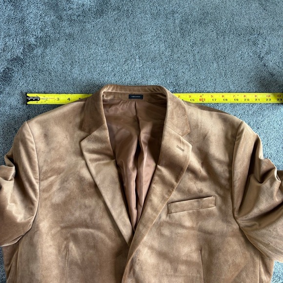 J Ferrar Mens 46R Slim Fit Camel Brown Suede Blazer Jacket - Picture 7 of 9
